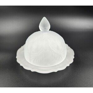 Rare SATIN MOSSER GLASS INVERTED THISTLE DOMED BUTTER DISH - Satin